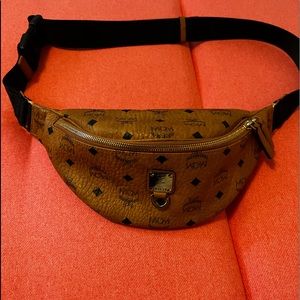 Mcm fanny pack..Visetos Belt Bag In Cognac
